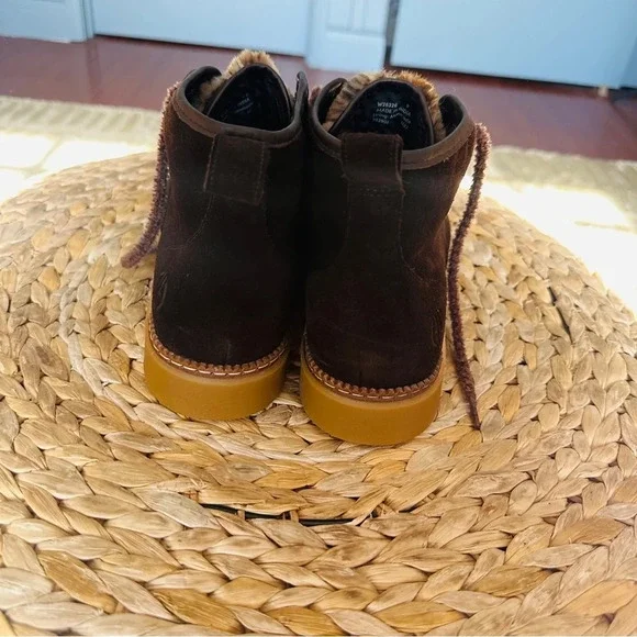 NEW Cole Haan Women's Summit Chukka Dark Chocolate Brown Plaid Lace Up Fur Boot - Picture 11 of 16